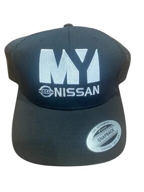 🌸Yupoong The Classics Nissan Trucker Hat Cap Black Mesh Snapback Adjustable